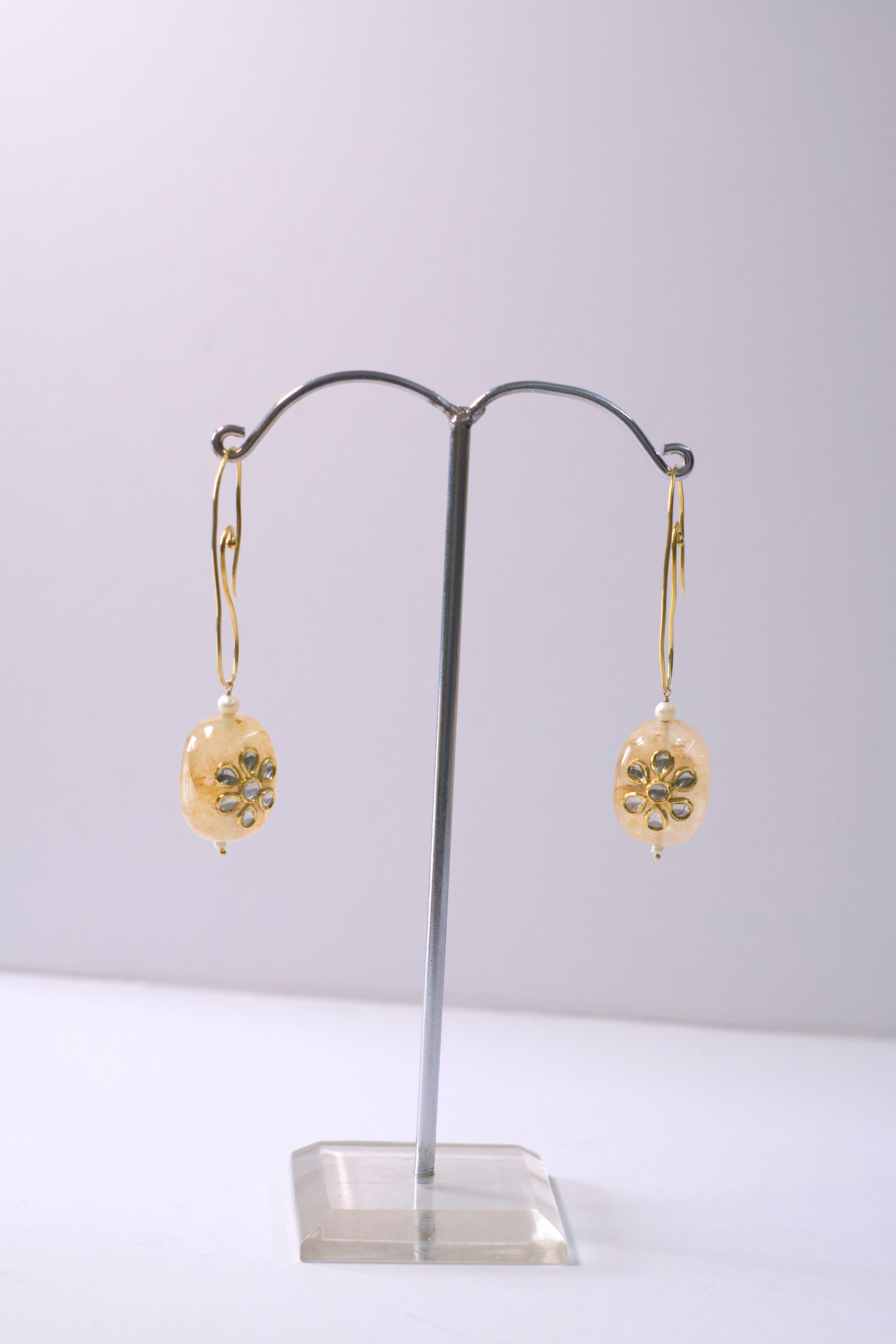 Polki Bloom Quartz Drop Earrings