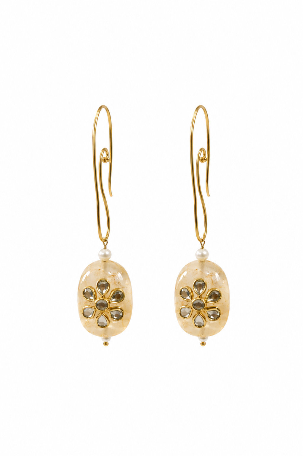 Polki Bloom Quartz Drop Earrings