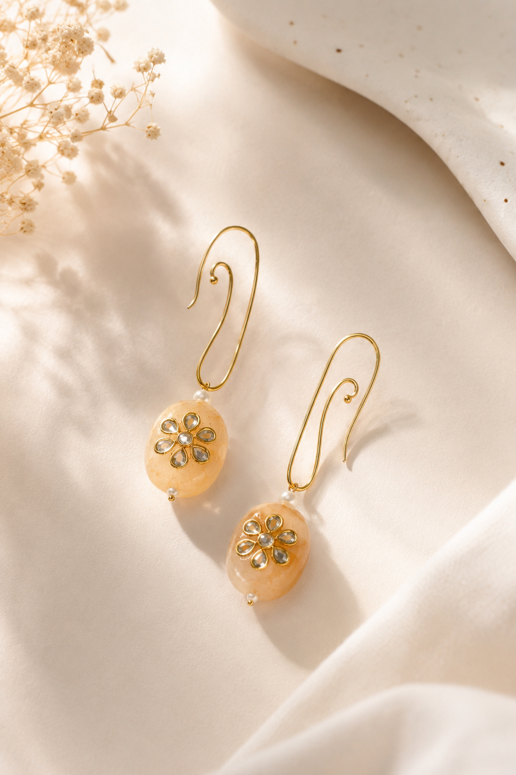 Polki Bloom Quartz Drop Earrings