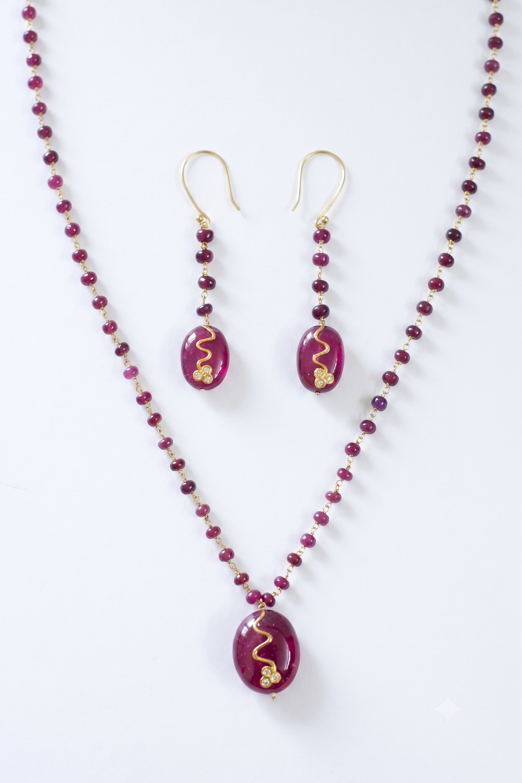 Natural Ruby and Diamond Jewellery Set