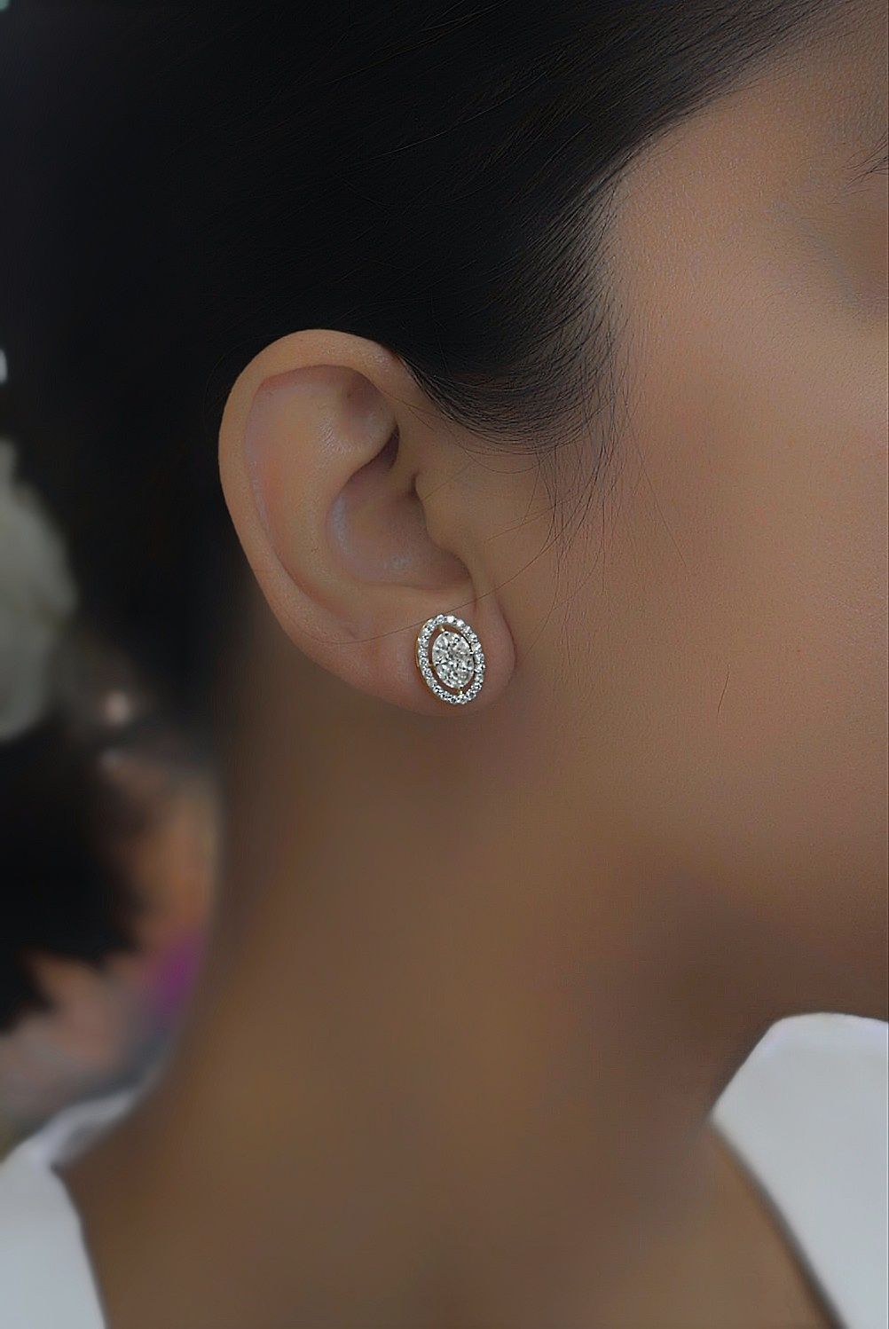 Diamond Illusion Oval Studs