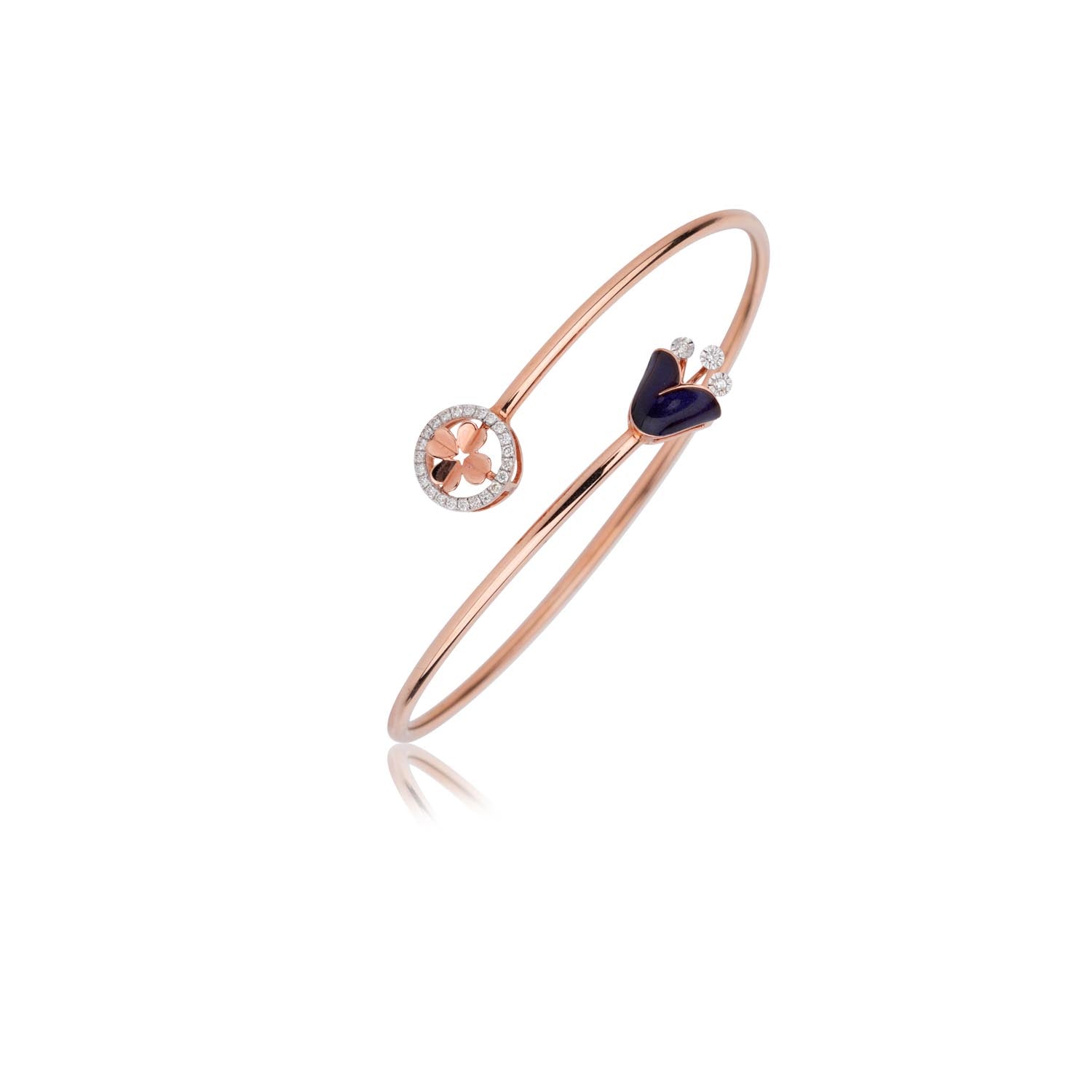 Midnight Enamel Diamond Open Cuff Bracelet
