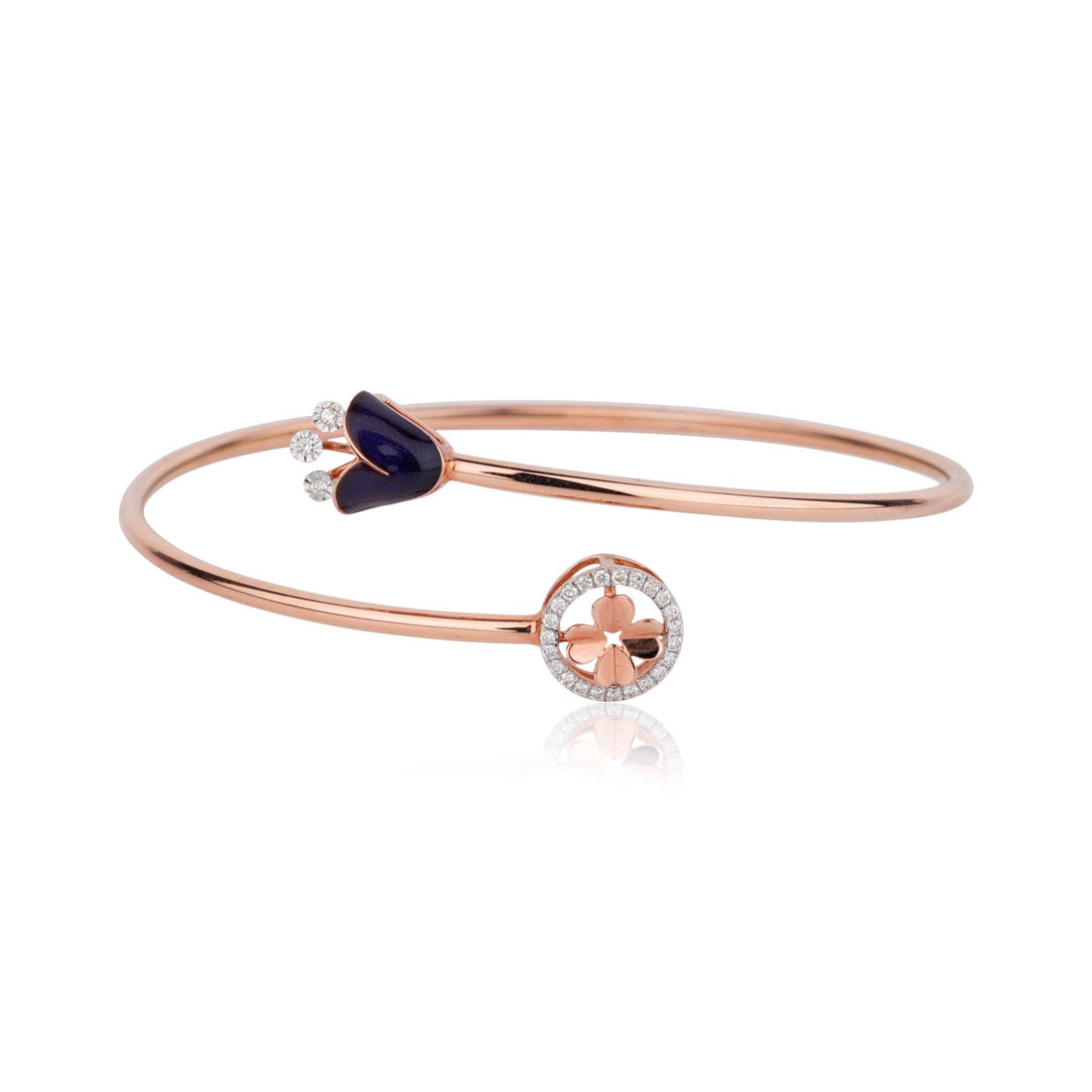 Midnight Enamel Diamond Open Cuff Bracelet