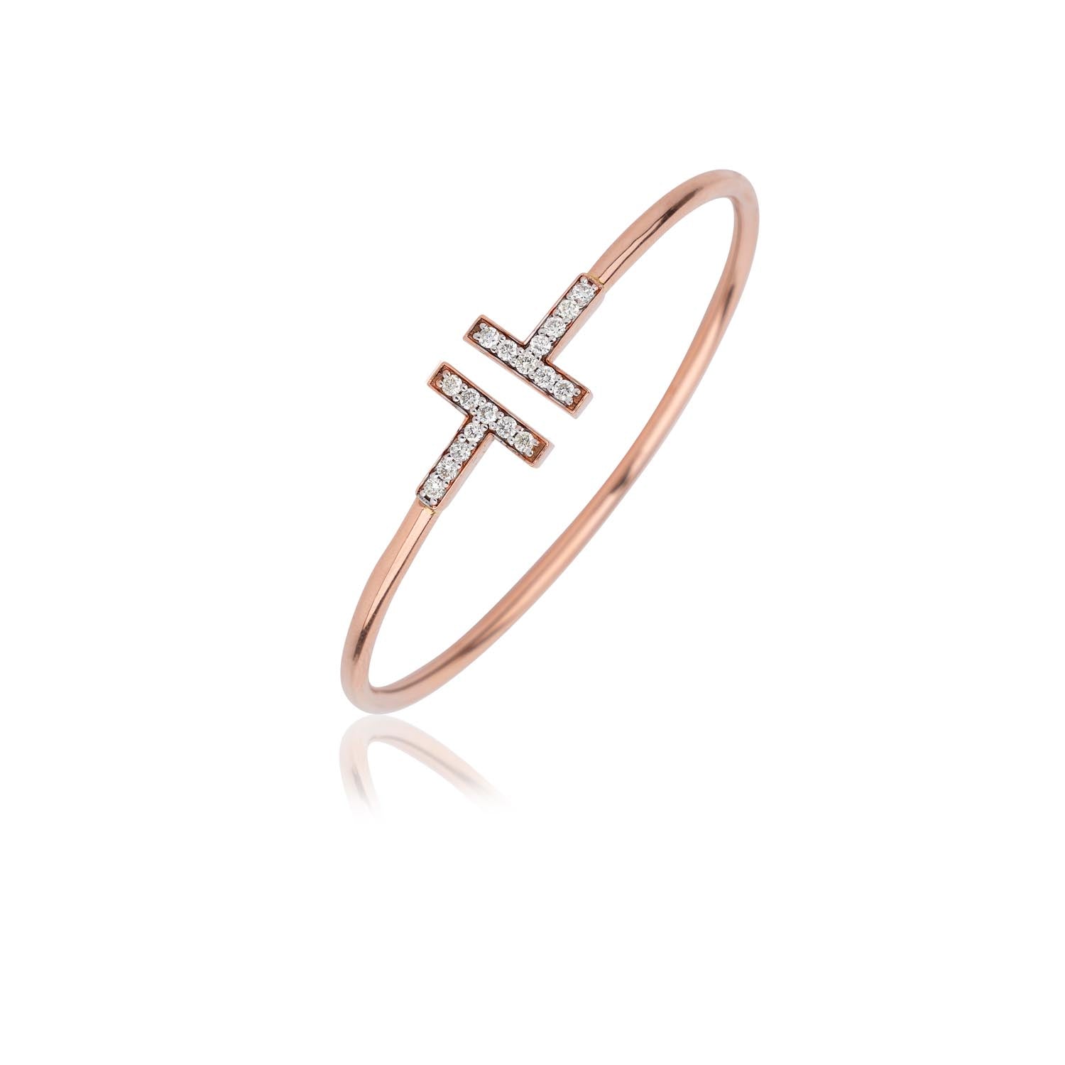 Twin Bar Diamond Open Bracelet