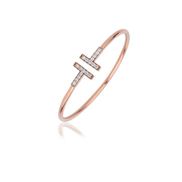 Twin Bar Diamond Open Bracelet