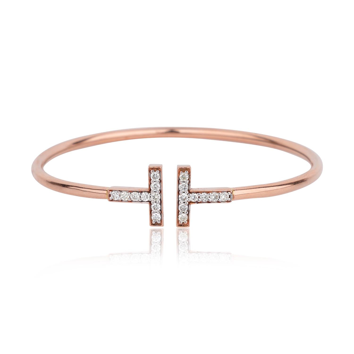 Twin Bar Diamond Open Bracelet