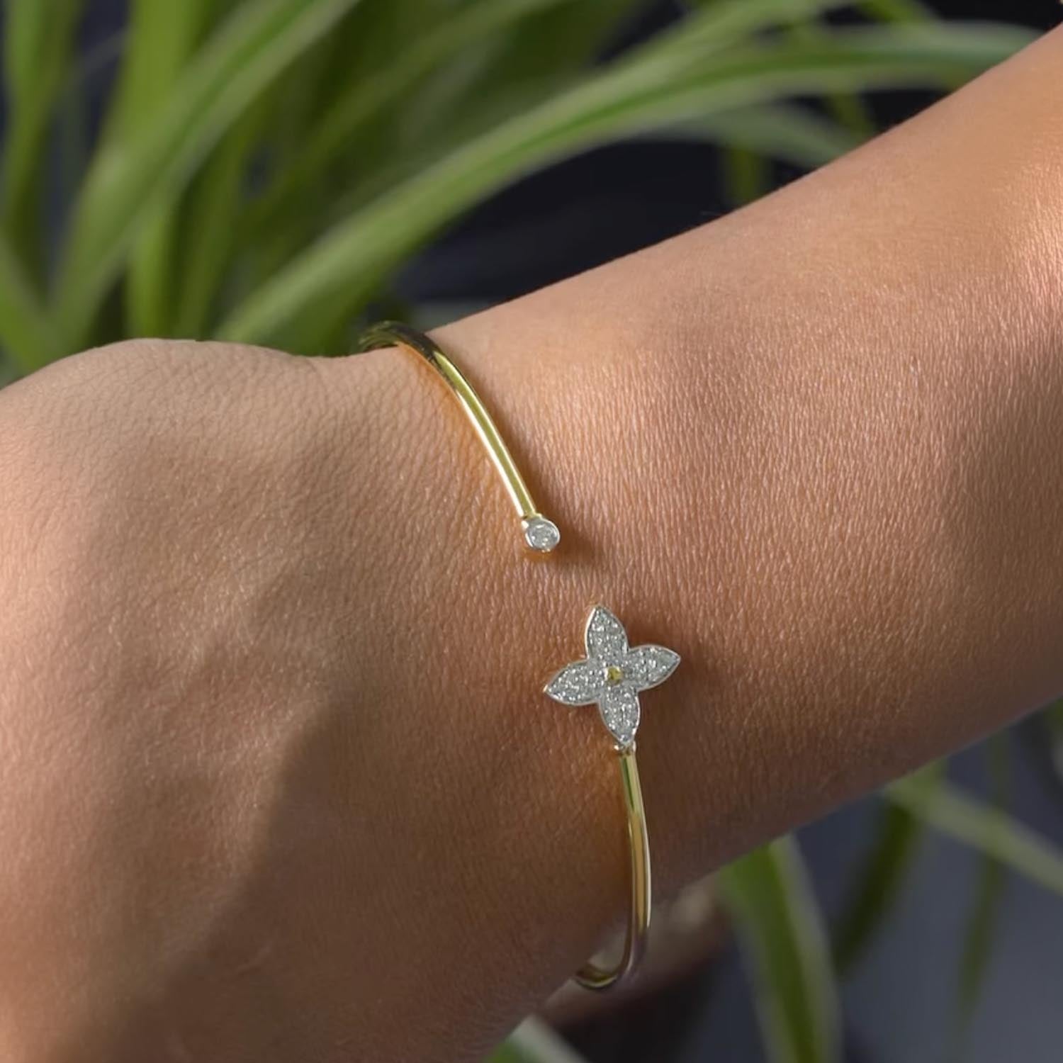 Clover Diamond Open Bracelet