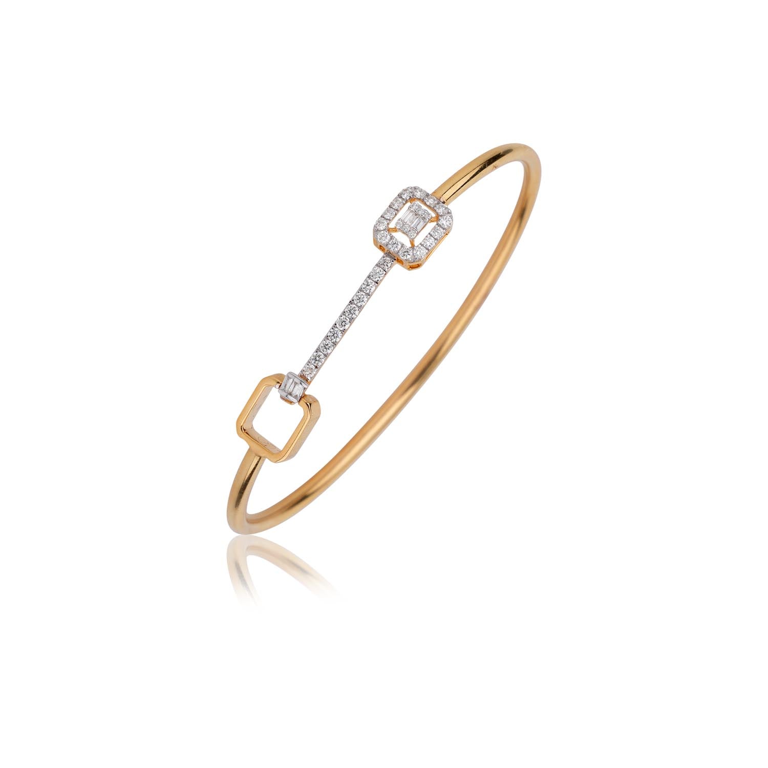 Dual Link Diamond Open Bracelet