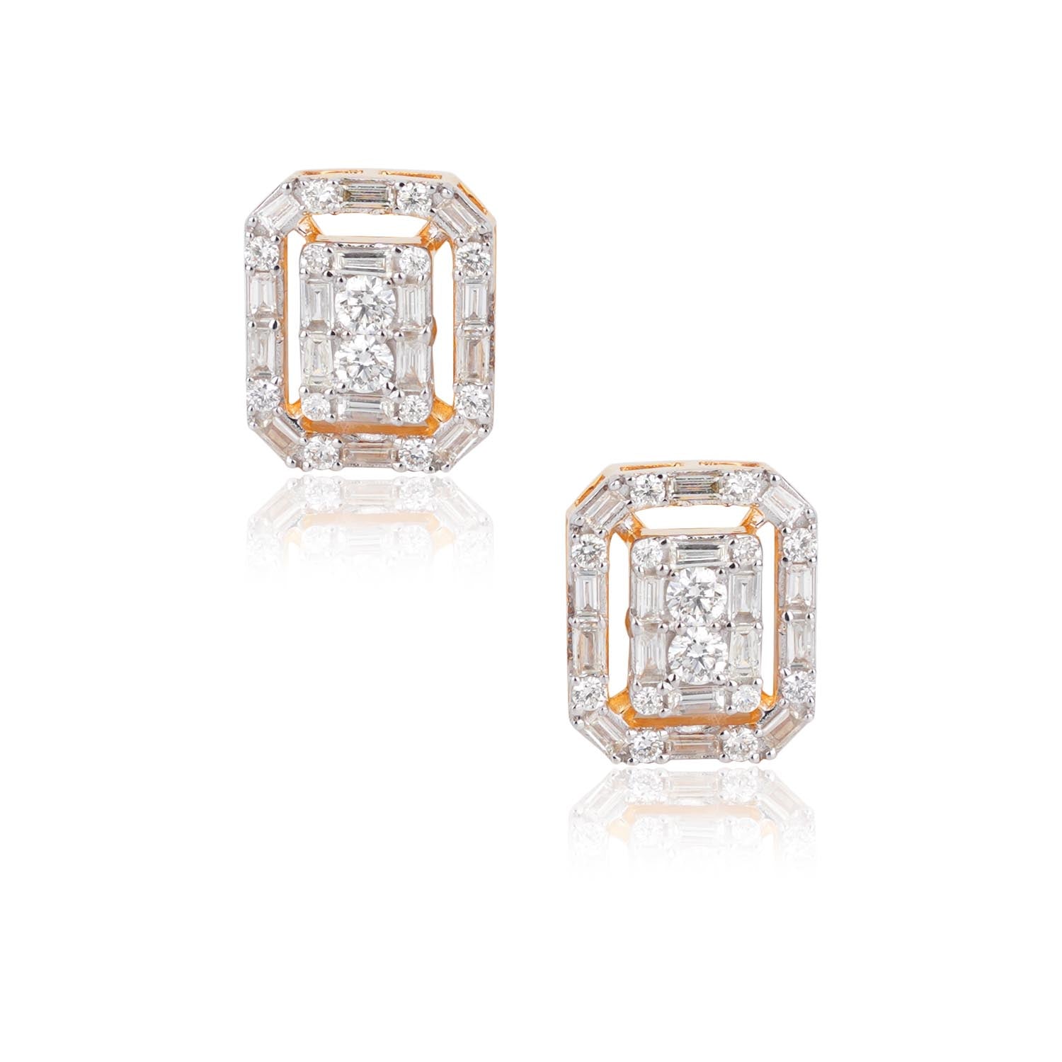 Emerald Cut Diamond Studs