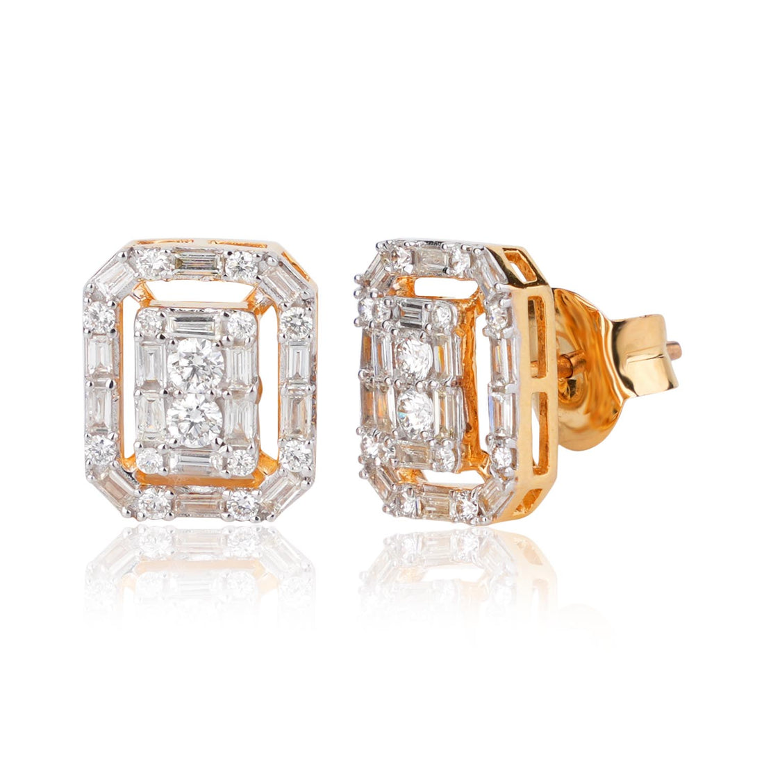 Emerald Cut Diamond Studs