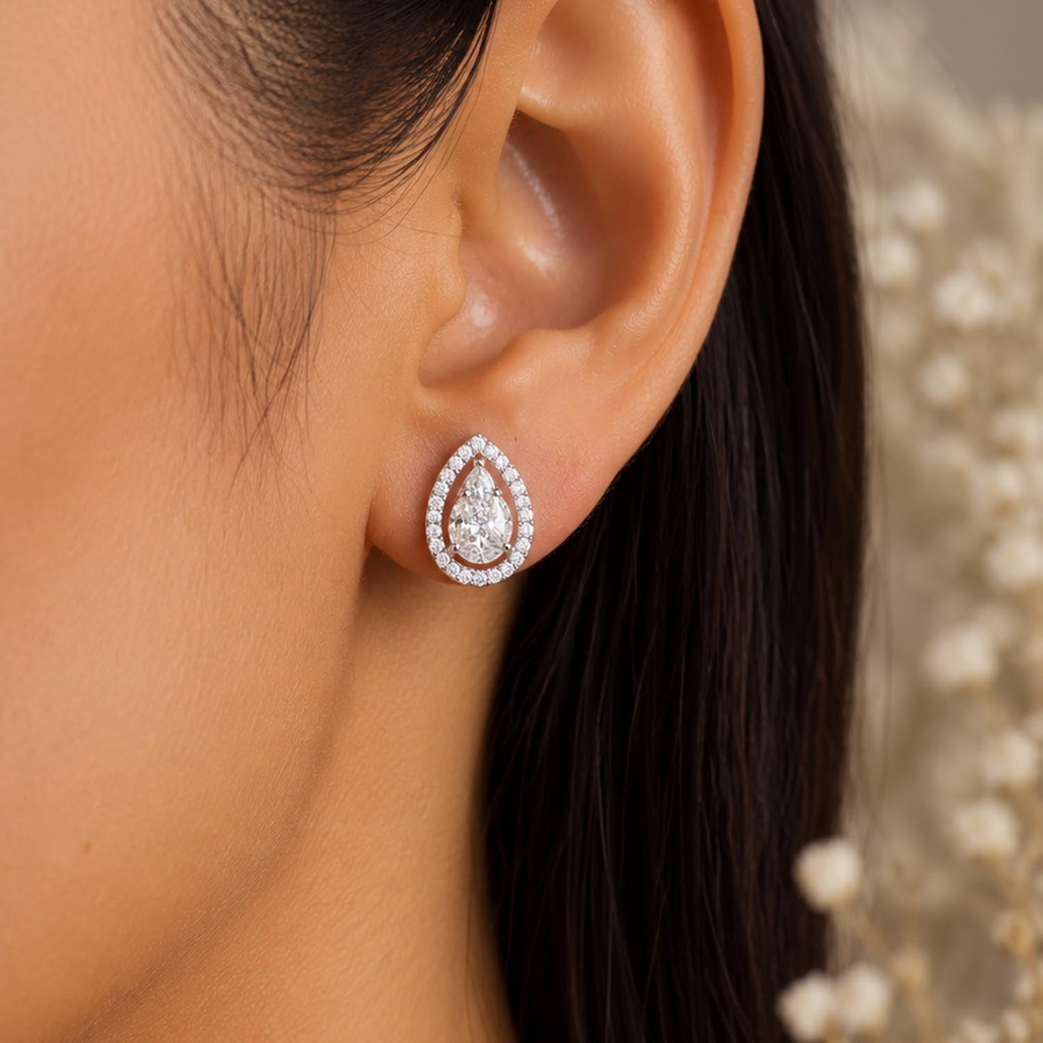 Illusion Pear Diamond Studs