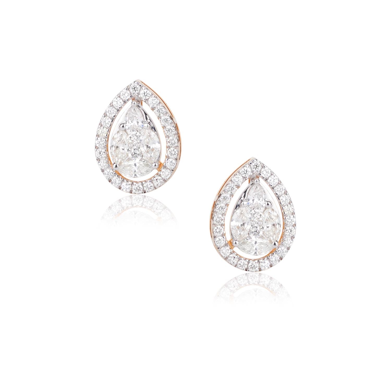 Illusion Pear Diamond Studs