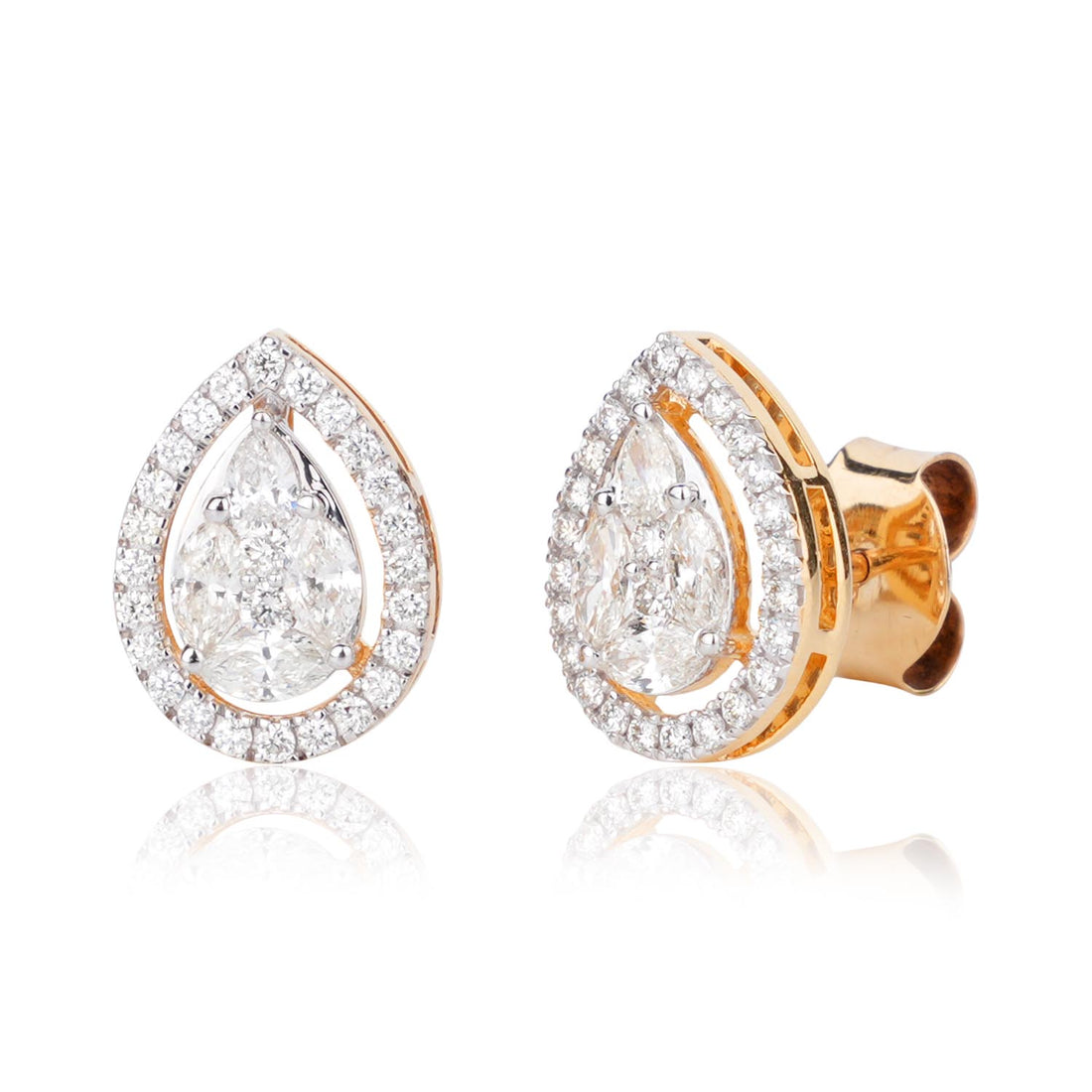Illusion Pear Diamond Studs