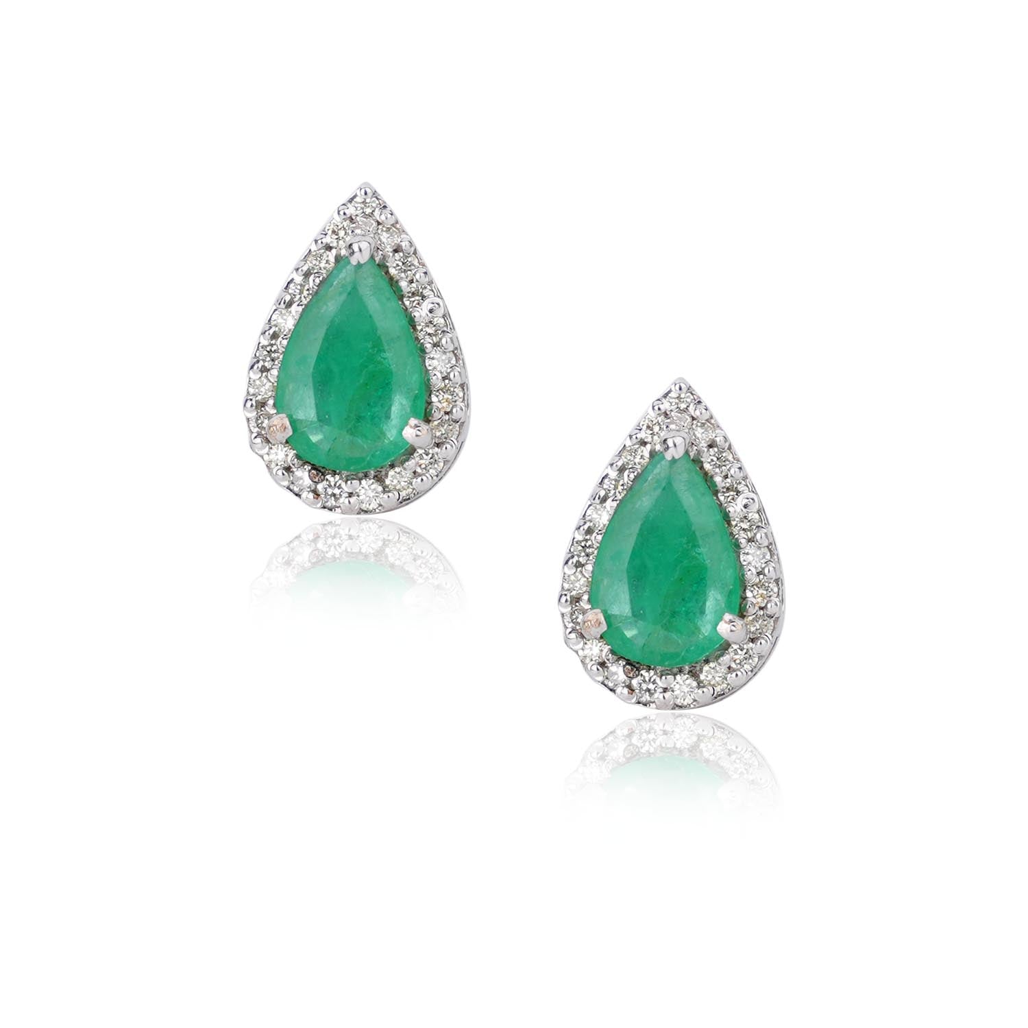 Emerald & Diamond Stud Earrings