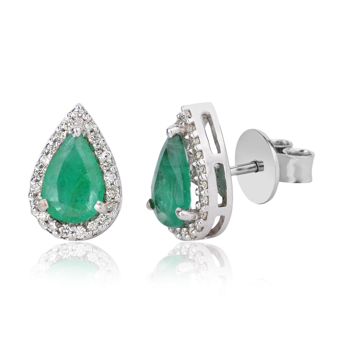 Emerald & Diamond Stud Earrings
