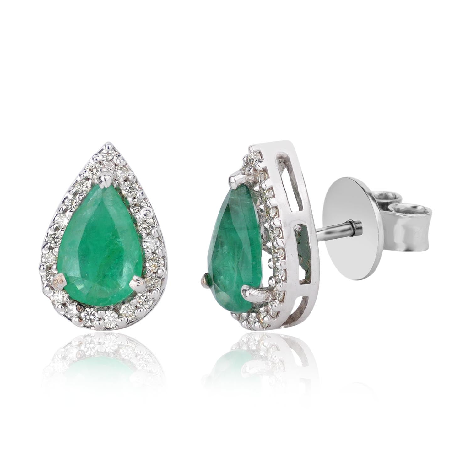 Emerald & Diamond Stud Earrings