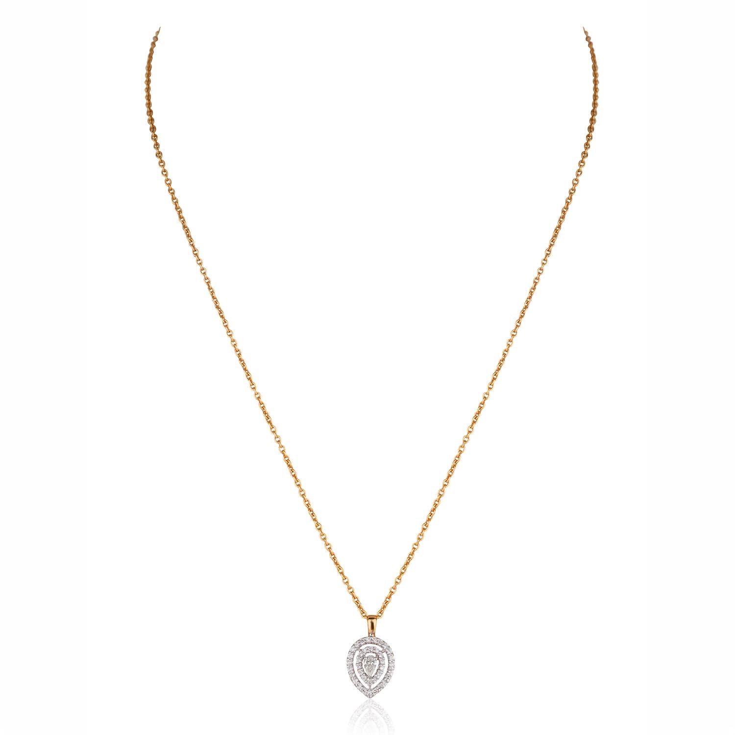 Pear Halo Diamond Pendant Necklace