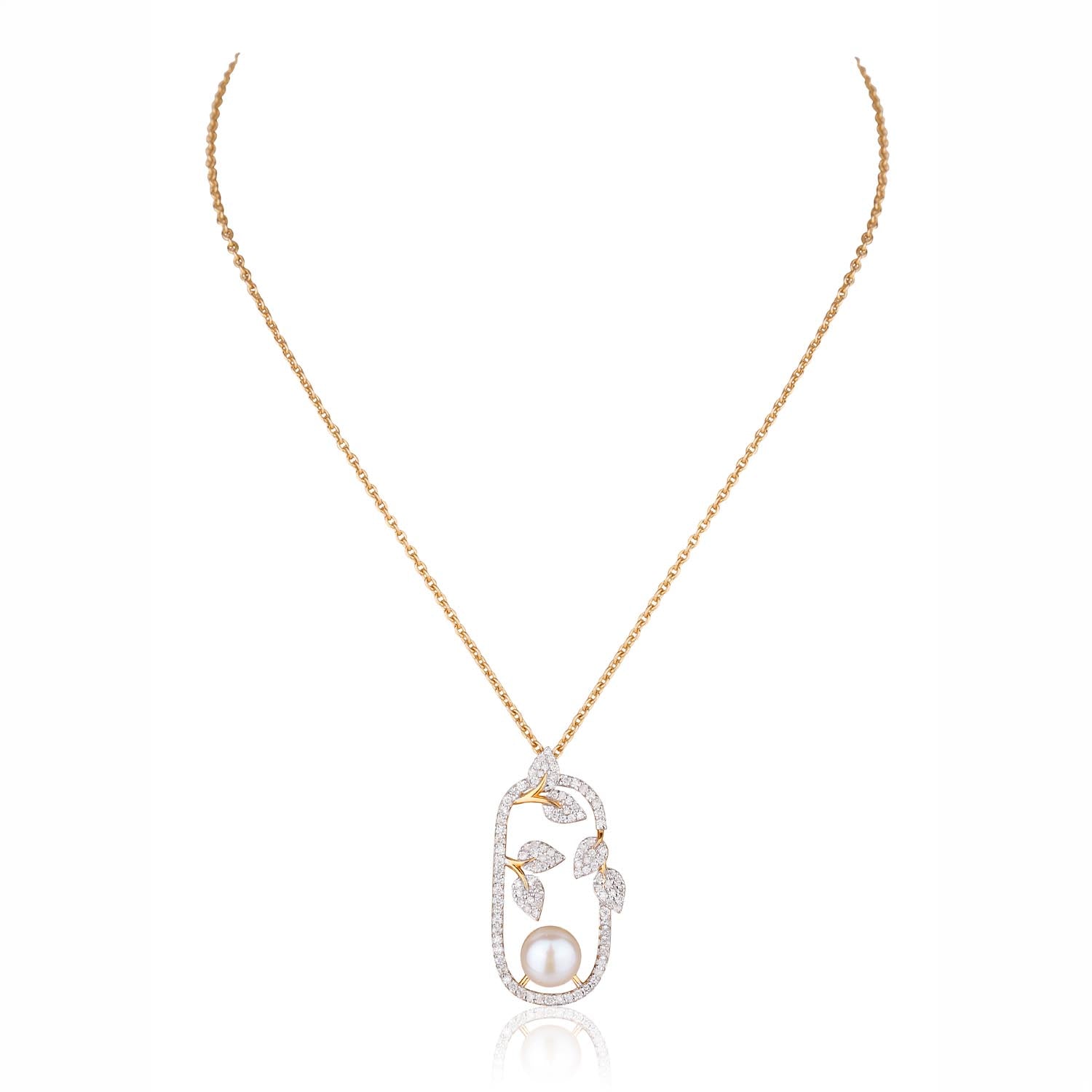 Pearl Vine Diamond Pendant Necklace