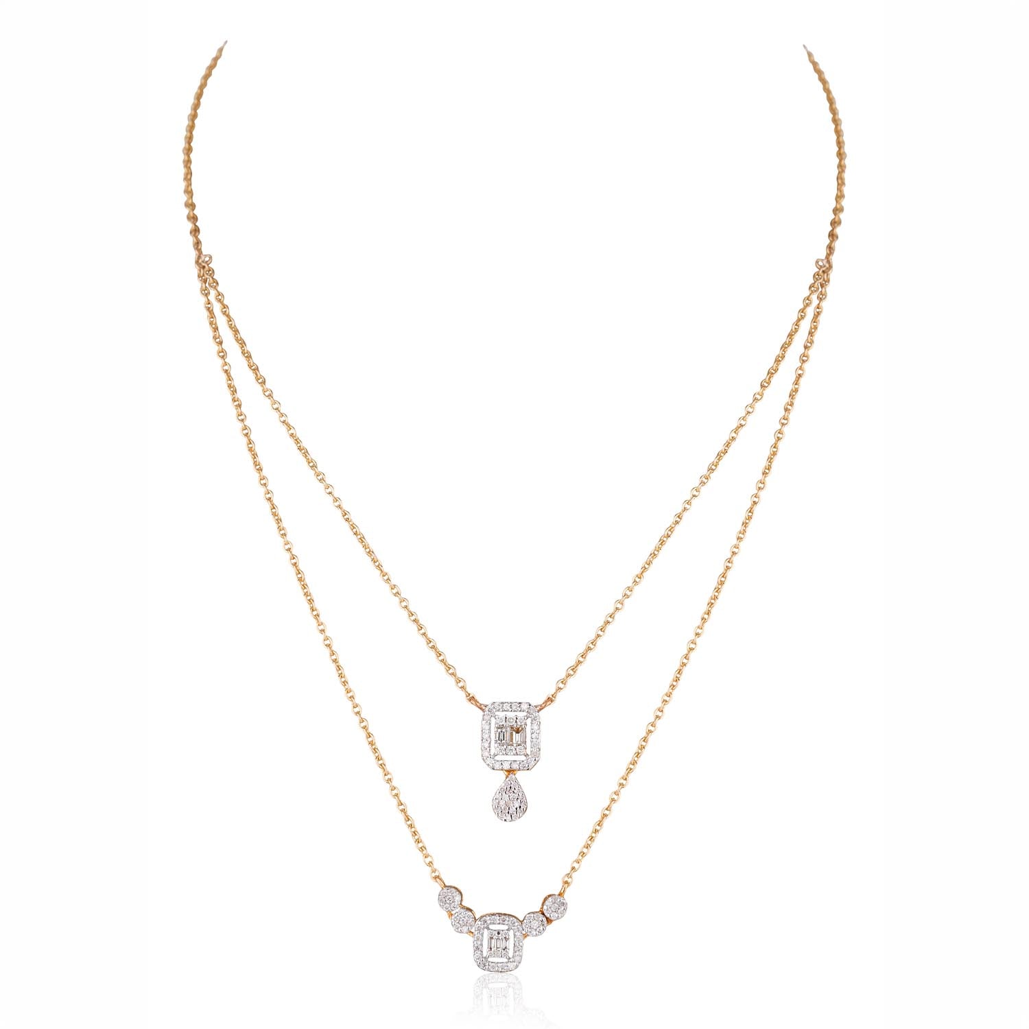 Layered Diamond Drop Necklace