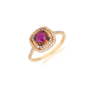 Ruby Halo Diamond Ring