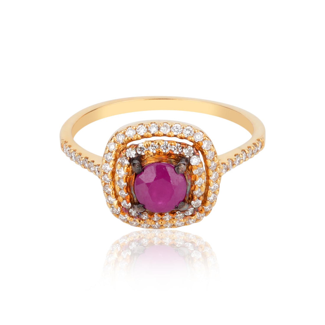 Ruby Halo Diamond Ring