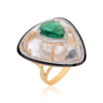 Emerald Crystal Statement Ring