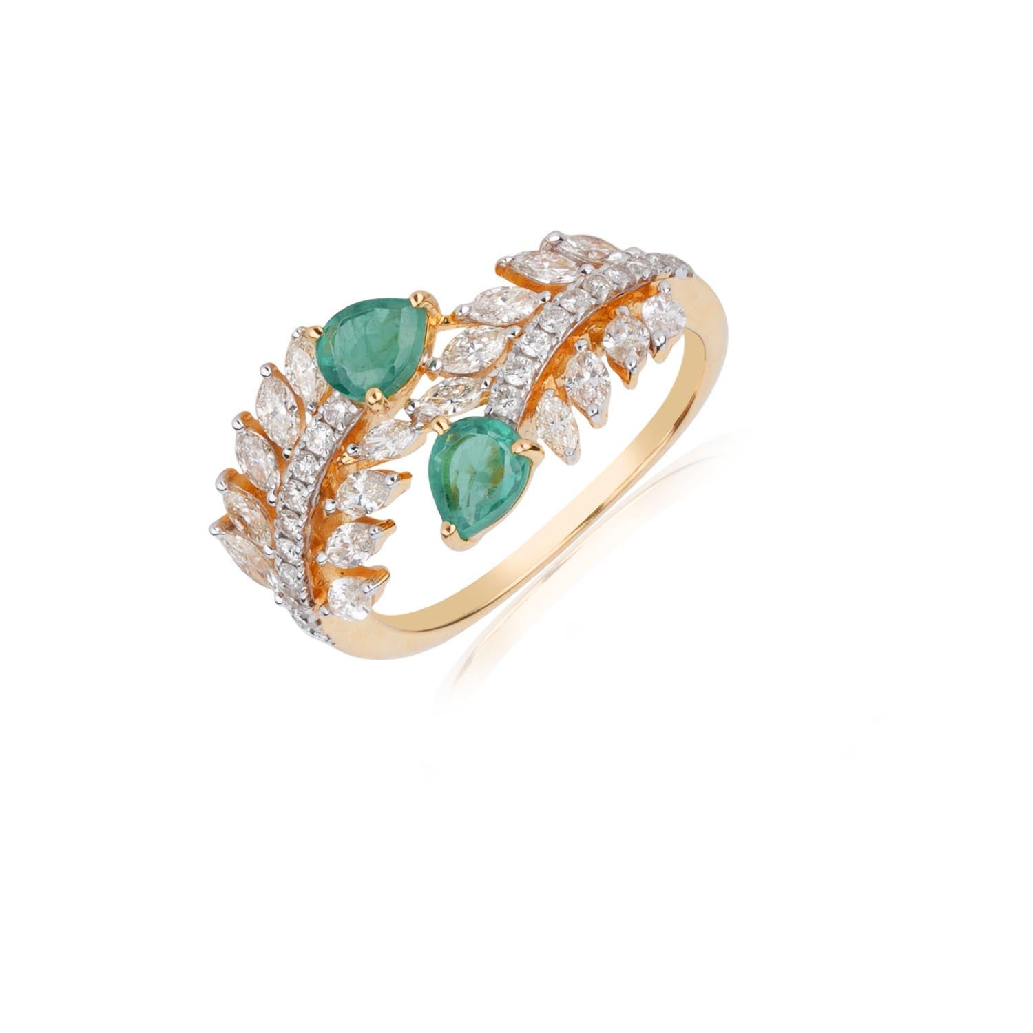 Emerald Leaf Diamond Ring