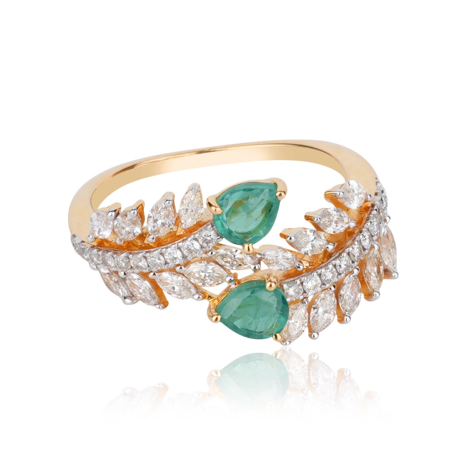 Emerald Leaf Diamond Ring