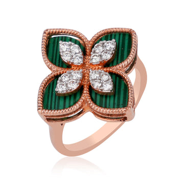 Malachite Bloom Diamond Ring