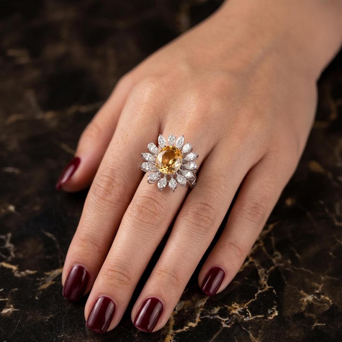 Citrine Bloom Cocktail Ring
