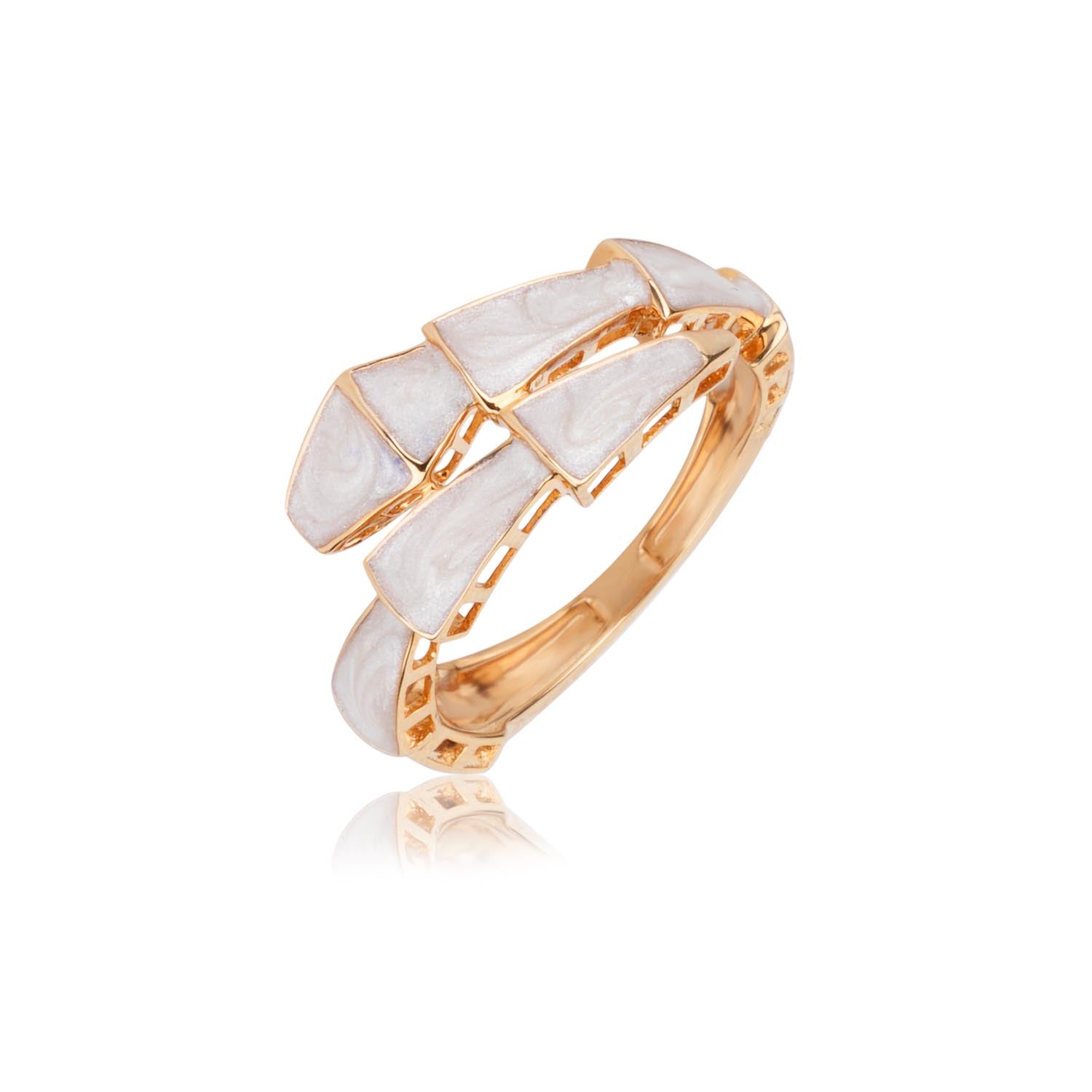 Mother of Pearl Geometric Ring