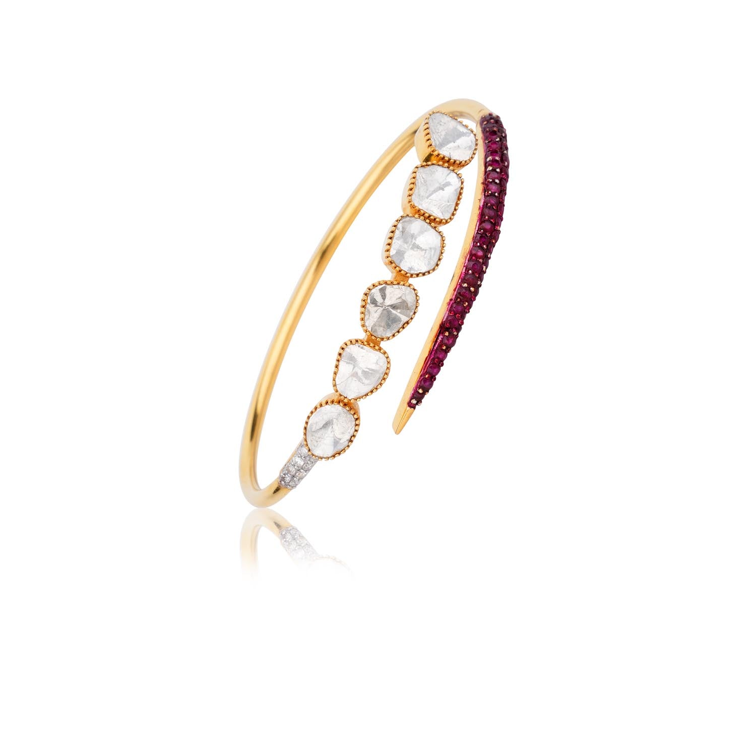 Ruby Trail Polki Open Bracelet