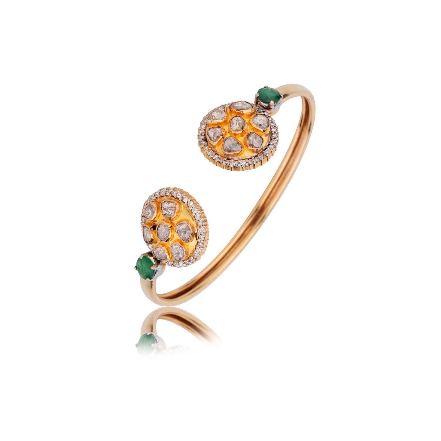 Emerald Polki Open Bracelet